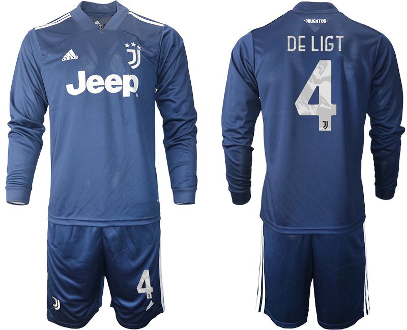 Men 2020-2021 club Juventus away long sleeves #4 blue Soccer Jerseys